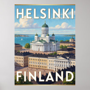 Helsinki Finland Cathedral Baltic Travel Scene Poster