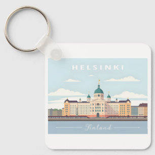 Helsinki Finland Cathedral Pastel Travel Key Ring