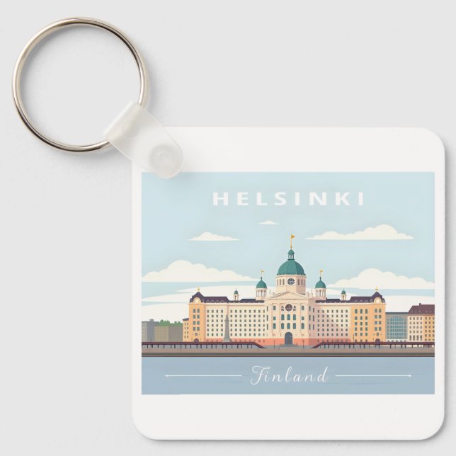 Helsinki Finland Cathedral Pastel Travel  Key Ring (Front)