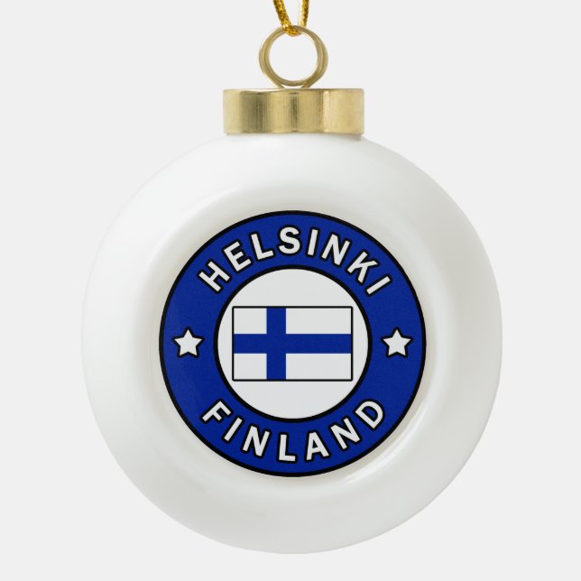 Helsinki Finland Ceramic Ball Christmas Ornament (Front)