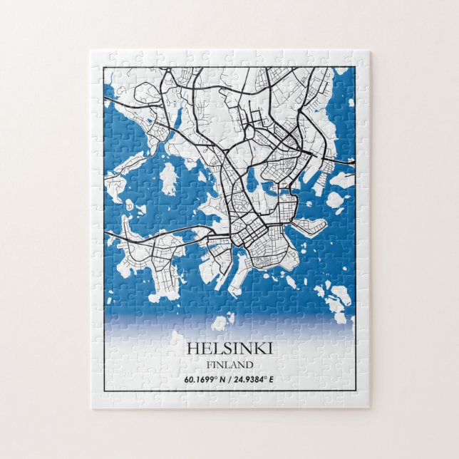 Helsinki Finland City Map Coordinates Travel Jigsaw Puzzle (Vertical)