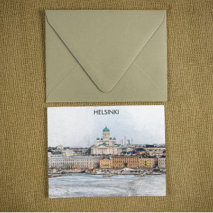 Helsinki Finland City Panorama View Postcard