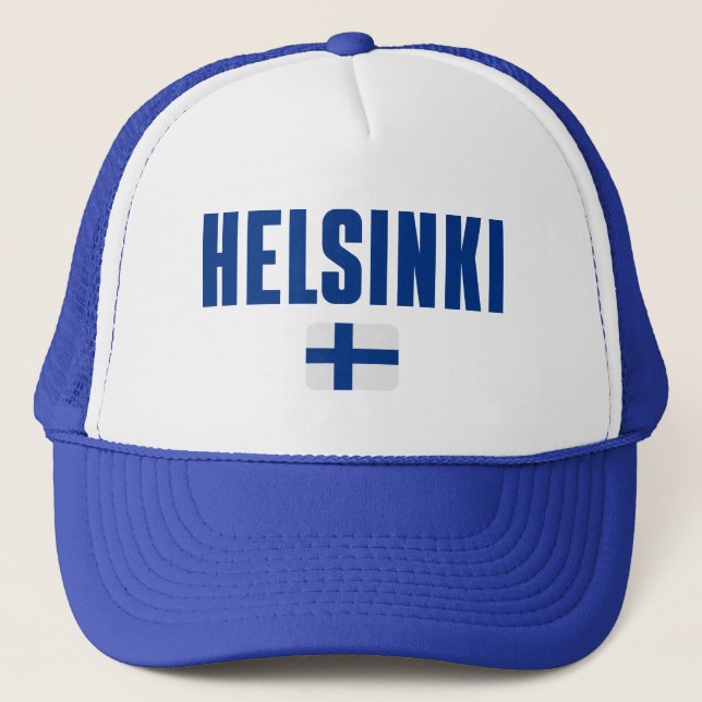HELSINKI Finland Flag Trucker Hat (Front)
