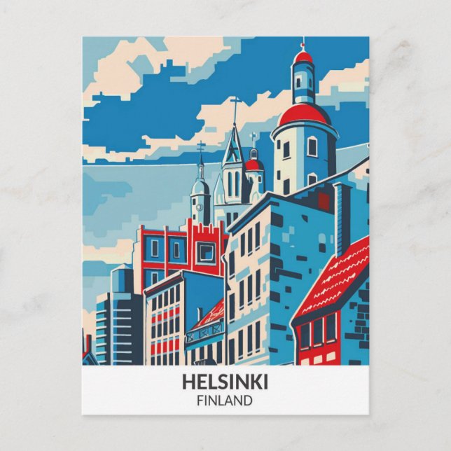 Helsinki Finland Retro Artwork Travel  Postcard (Front)