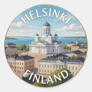 Helsinki Finland Senate Square Iconic Landmark Classic Round Sticker