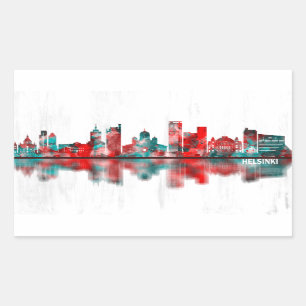 Helsinki Finland Skyline Rectangular Sticker