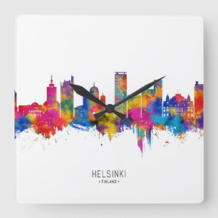 Helsinki Finland Skyline Square Wall Clock