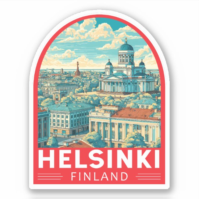 Helsinki Finland Travel Art Emblem (Front)
