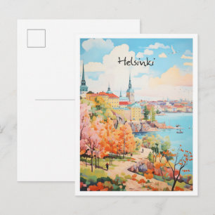 Helsinki Finland Travel Art Postcard