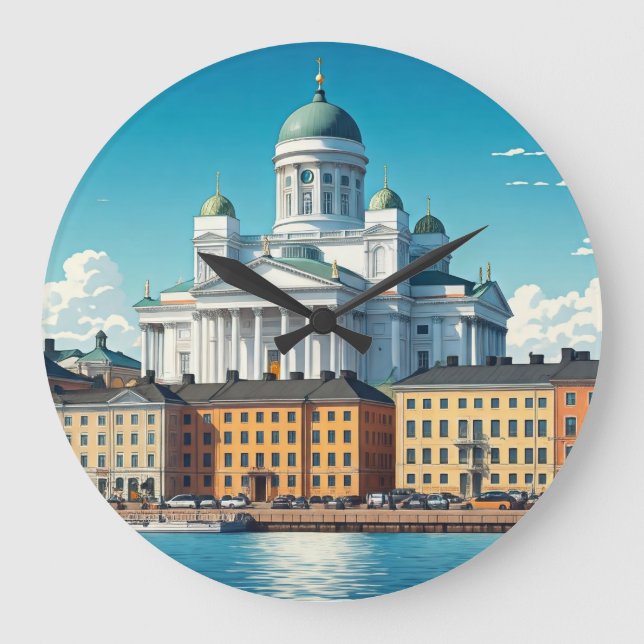 Helsinki Finland Travel Large Clock (Front)