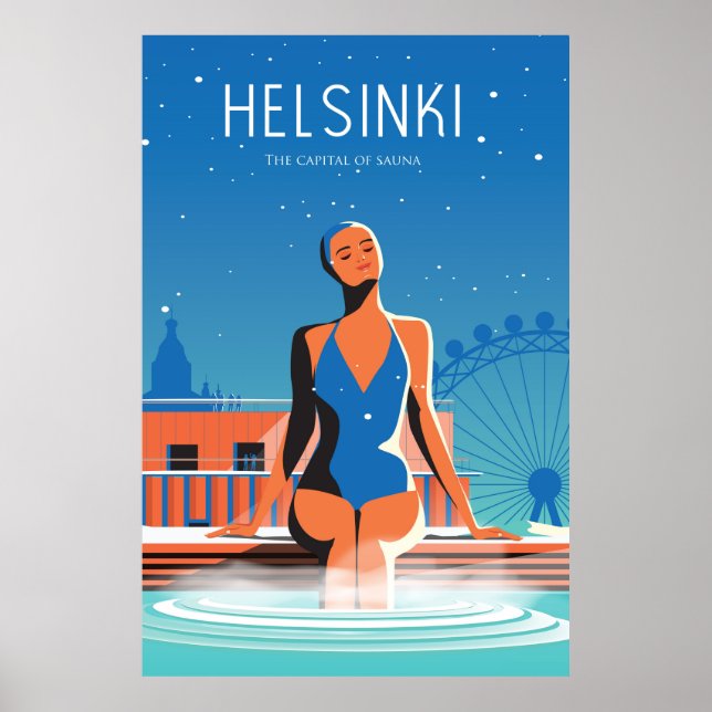 Helsinki Finland travel poster vintafe (Front)