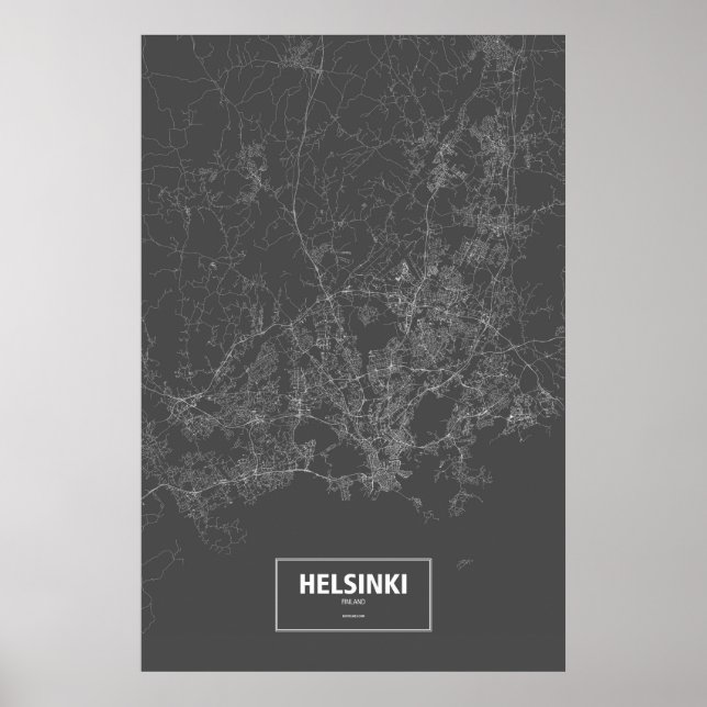 Helsinki, Finland (white on black) Poster (Front)