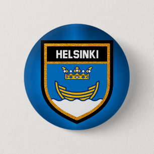 Helsinki Flag 6 Cm Round Badge