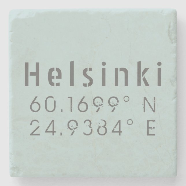 Helsinki Latitude Longitude Stone Coaster (Front)