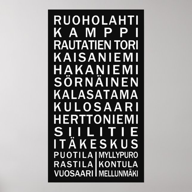 Helsinki Metro Scroll custom colour poster (Front)