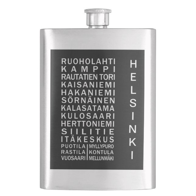 Helsinki Metro Scroll custom flask (Front)