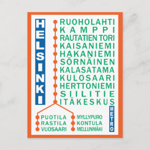 Helsinki Metro Stations postcard