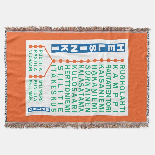 Helsinki Metro Stations throw blanket (Front)
