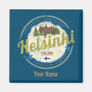 Helsinki moose capital of Finland vintage souvenir Magnet