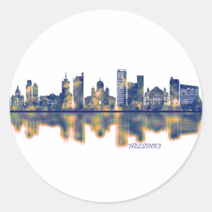 Helsinki Skyline Classic Round Sticker