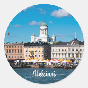 Helsinki Skyline Classic Round Sticker