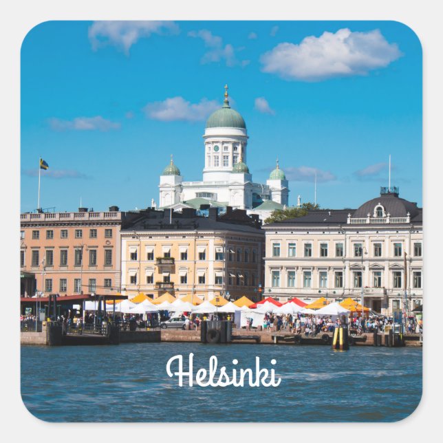 Helsinki Skyline Square Sticker (Front)