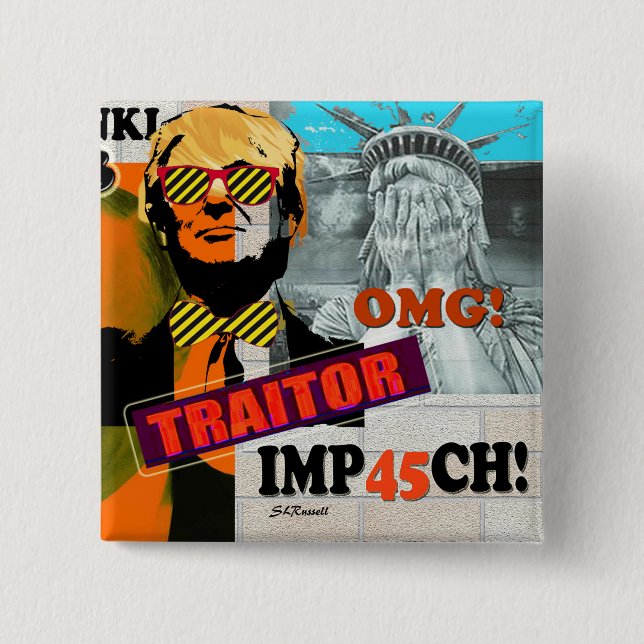 Helsinki SummitTrump/Putin Treason collage art pin (Front)