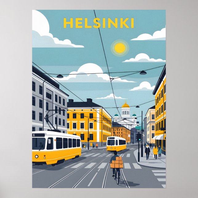 Helsinki Tram – Urban Finland Cityscape Poster (Front)