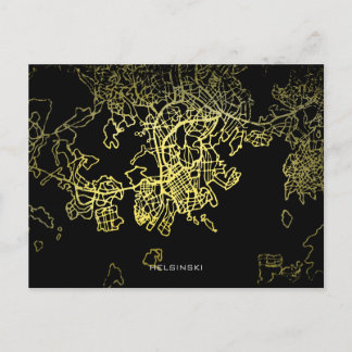 Helsinski Gold Style Art Map   Postcard