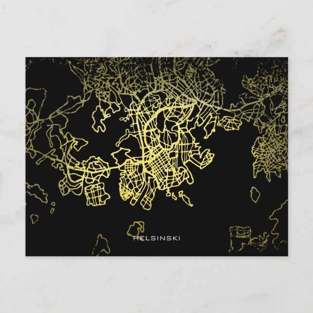 Helsinski Gold Style Art Map   Postcard (Front)