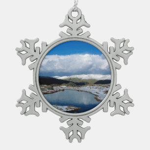 Helvellyn England Holiday Card Poster Photo Block Snowflake Pewter Christmas Ornament
