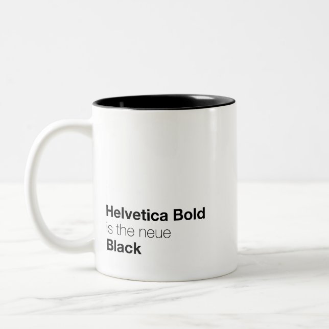 Helvetica Bold is the neue Black Two-Tone Coffee Mug (Left)