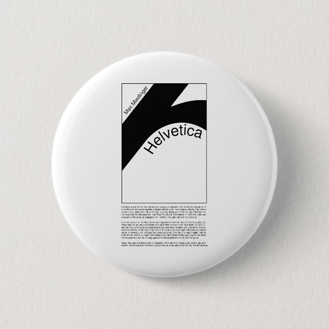 Helvetica Typography | Demo Design 6 Cm Round Badge (Front)
