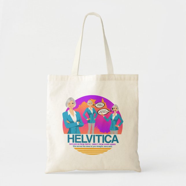 "HELVITICA" (Spelled like pronounced) BY JOHN HILL Tote Bag (Front)