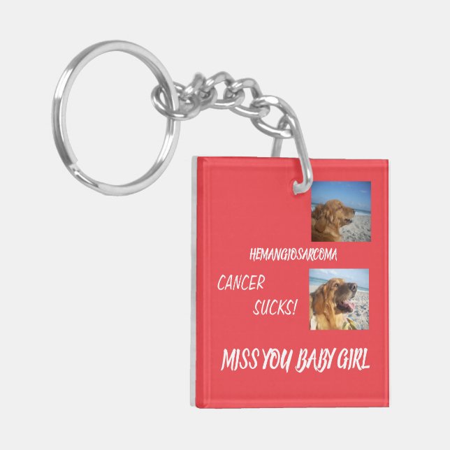 Hemangiosarcoma Cancer Dog Memorial Key Ring (Front Left)