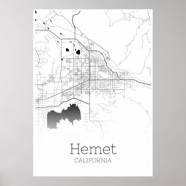 Hemet Map - California - City Map Poster (Front)