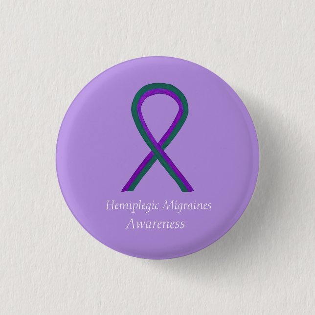 Hemiplegic Migraines Awareness Ribbon Button (Front)