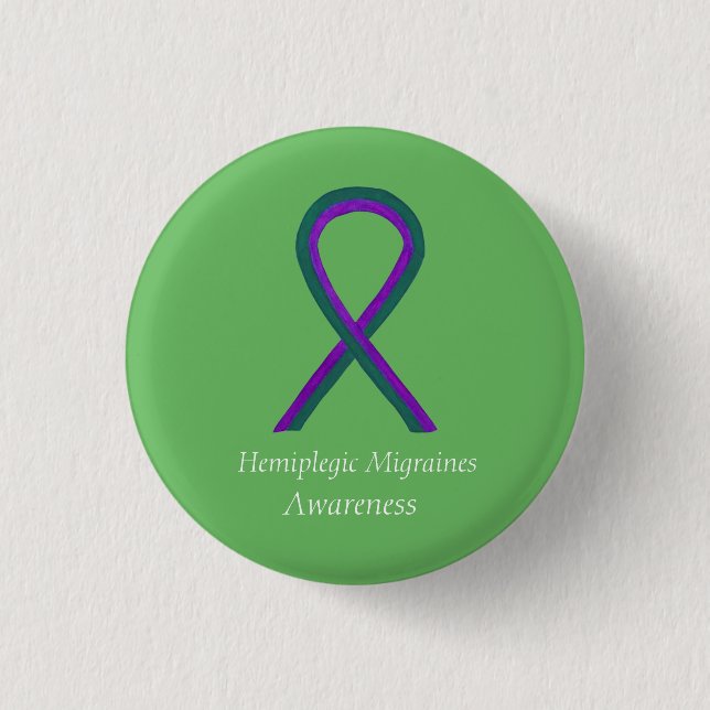 Hemiplegic Migraines Awareness Ribbon Button (Front)