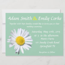 Hemlock Green Daisy Wedding Invitation