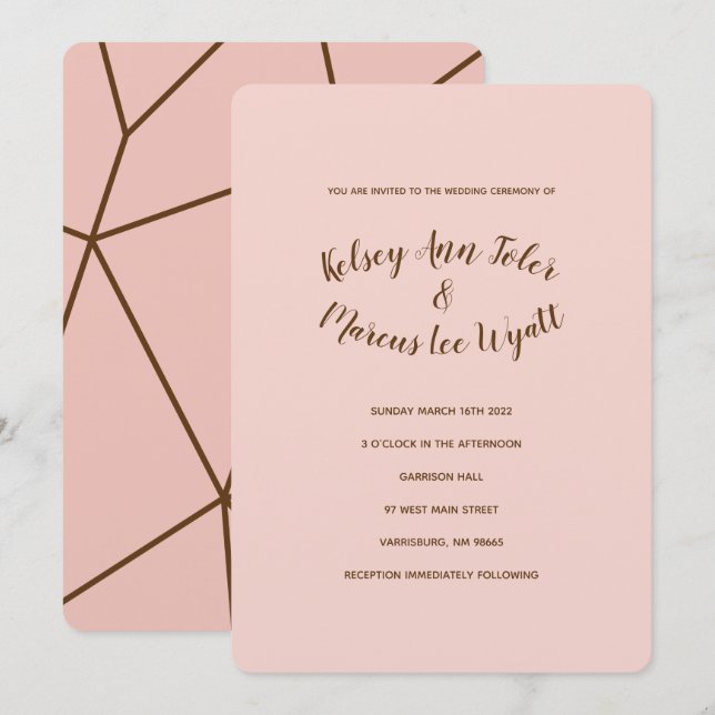 Hemmeli Geometry Rose Gold Wedding Invitations (Front/Back)