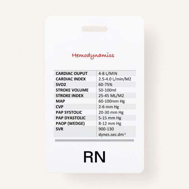 Hemodynamics RN ID Badge (Front)