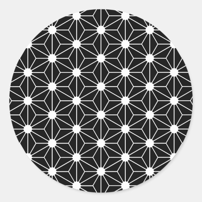 Hemp Leaf Asanoha japan pattern traditional geomet Classic Round Sticker (Front)