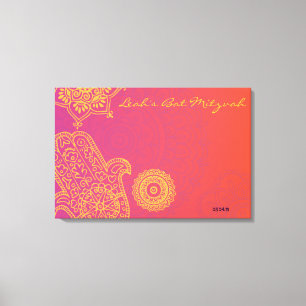 Hemsa Canvas Bat Mitzvah Sign-In Memory Board Print
