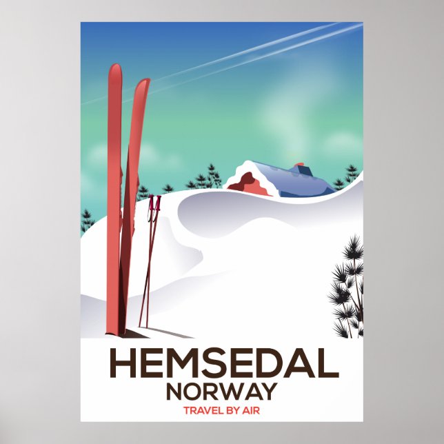 Hemsedal Norway Ski travel poster (Front)