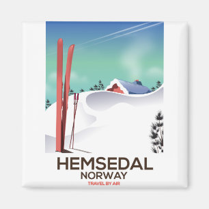 Hemsedal Norway Ski travel poster Magnet