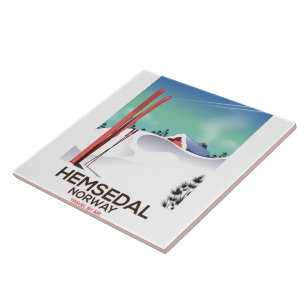 Hemsedal Norway Ski travel poster Tile