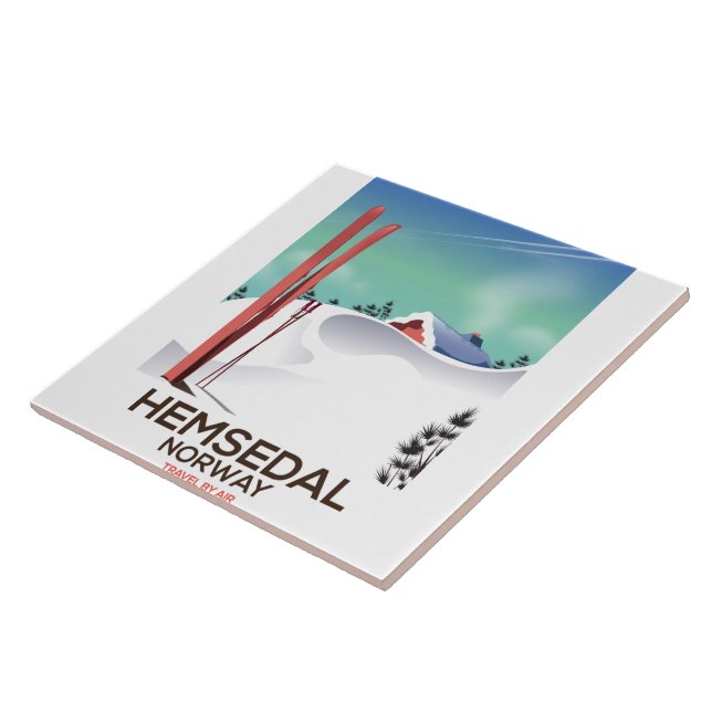 Hemsedal Norway Ski travel poster Tile (Side)