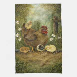 Hen and Chicks Farm Kitchen Towel