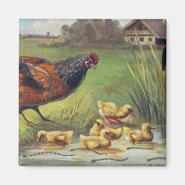 Hen and Ducklings Magnet (Front)