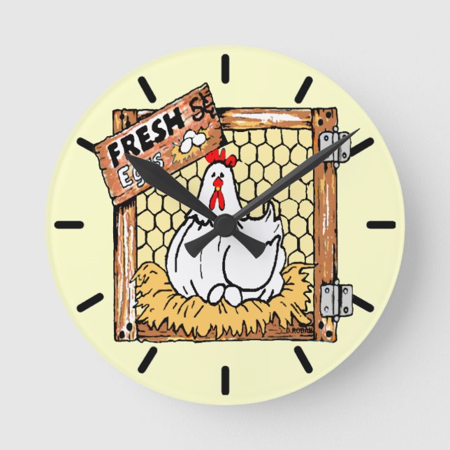 Hen and Eggs-Country Kitchen Round Clock (Front)